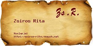 Zsiros Rita névjegykártya