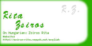 rita zsiros business card